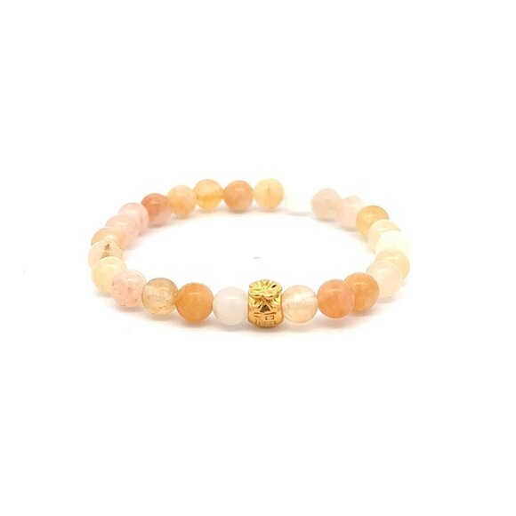 18K Gold Money Bag Charm Bracelet Natural Aventurine Multicolor Gemstones 6mm - Picture 1 of 4